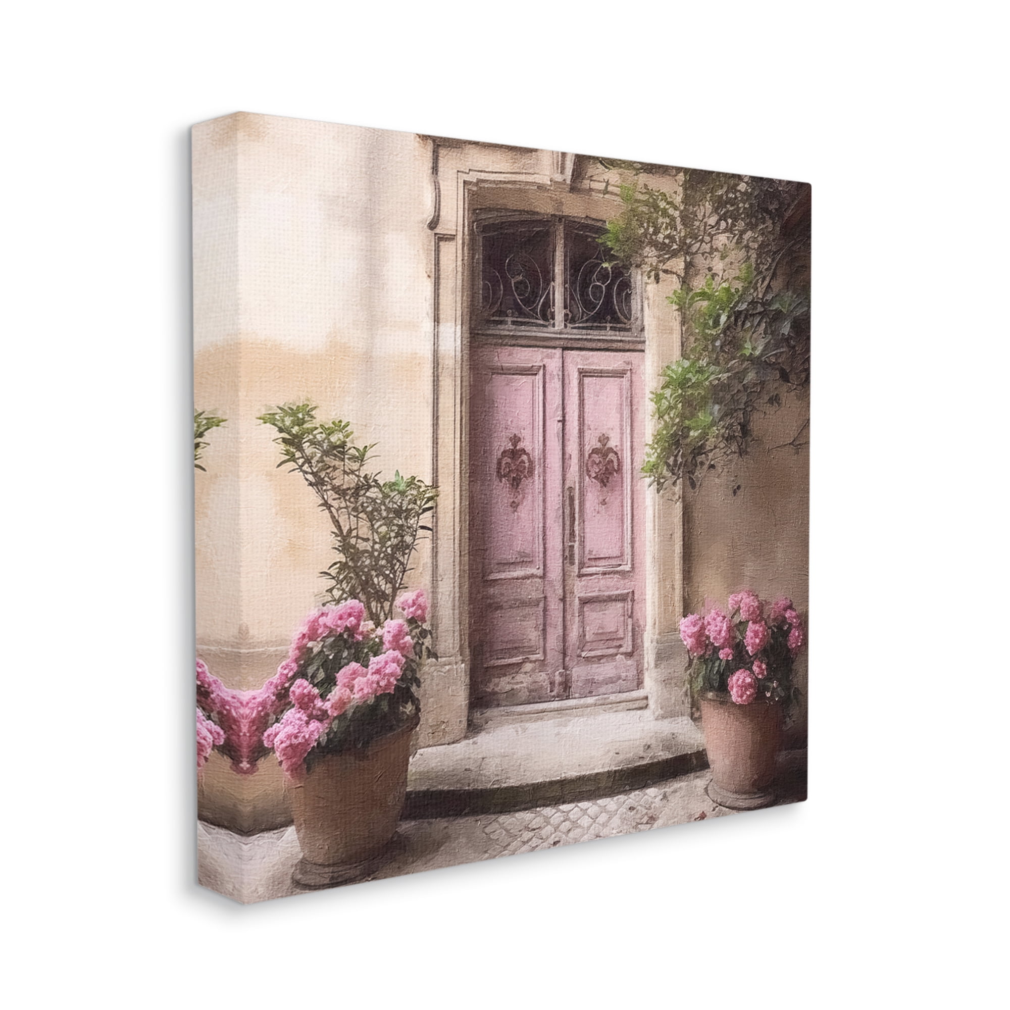 Stupell Industries Pink Floral Doorway Travel & Places Photography Gallery Wrapped Canvas Art Print Wall Art, 30 x 30