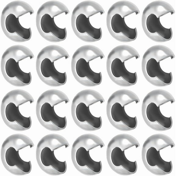 1 Box 50Pcs 304 Stainless Steel Crimp Beads Covers 9mm Open Half Round Crimp Bead Knot Cover Small Beads for Jewelry Craft Making