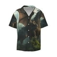 thumbnail image 3 of Balery Forest Stone-Colored Dragon Men's Casual Button Down Shirt Short Sleeve Textured Summer Cuban Beach Shirts-Small, 3 of 7