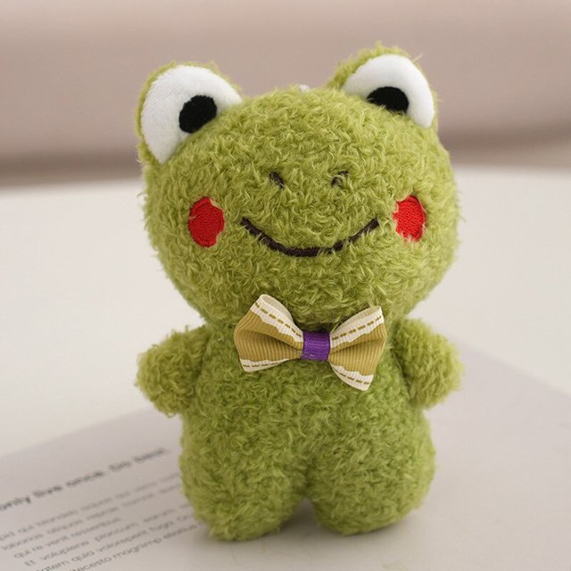LLavero de juguete de peluche con dibujos animados para niños, oso lindo, conejo, pato, Rana, colgante pequeño, regalo de Navidad, llavero de adorno de bolsa de corazón para niña, 12cm