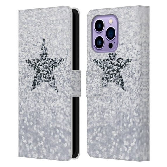 Head Case Designs Officially Licensed Monika Strigel Glitter Star Pastel Winter Snow Leather Book Wallet Case Cover Compatible with Apple iPhone 14 Pro Max
