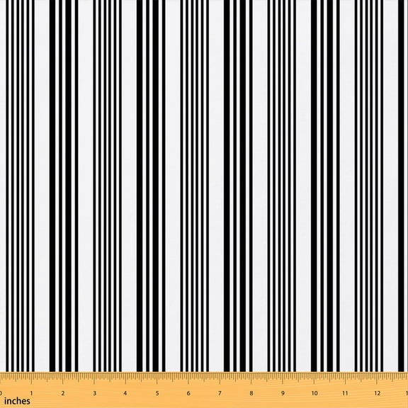 Manfei Geometric Lines Fabric by the Yard 1 Yard, Aesthetic Stripes Home Decor Fabric by the Yard, Black White