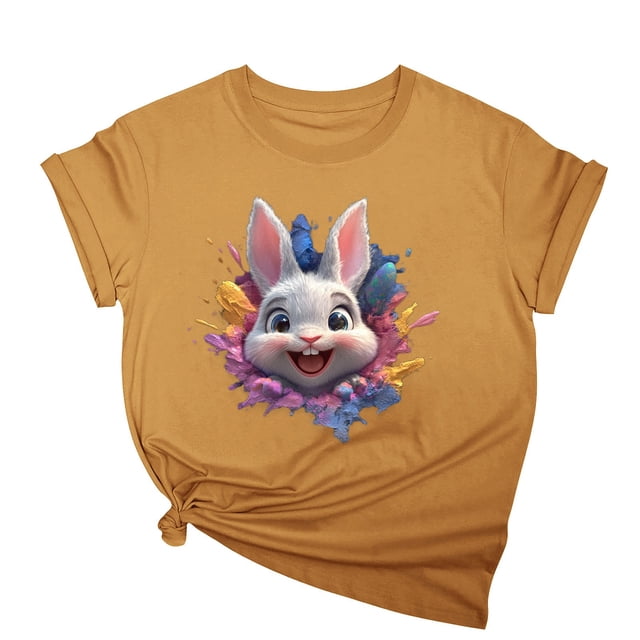 Tops de Cuello Alto para las Mujeres Amante Impreso Camiseta Cuello Redondo Manga Corta, Poliéster Spandex