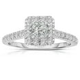 thumbnail image 1 of 2.00 Carat Princess cut Halo Diamond Moissanite Engagement Ring in White Gold, 1 of 2
