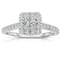 2.00 Carat Princess Cut Halo Diamond Moissanite Engagement Ring In 10K White Gold, Promise Ring, Anniversary Ring