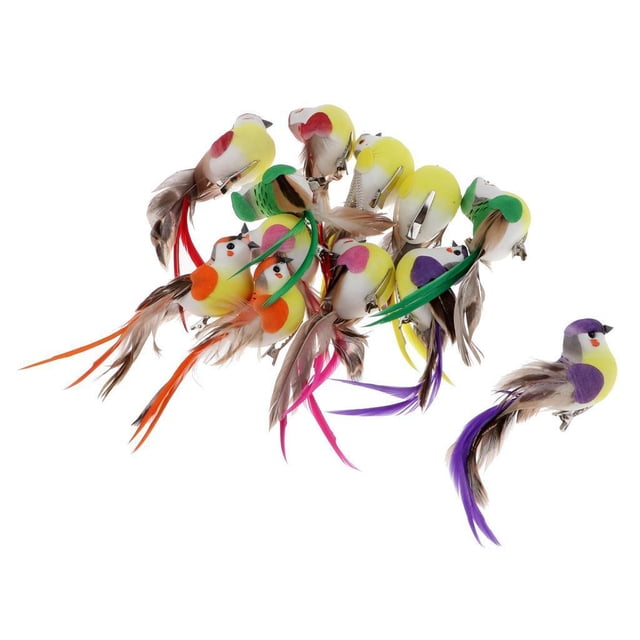 12 Piezas Decoraciones de árbol de Navidad de Pájaros perfecl con clip