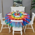 thumbnail image 2 of Colorful Rainbow Tie Dye Spiral Pattern Round Tablecloth 60"x60",Wrinkle Wipeable Table Cloth for Kitchen Dining Room Picnic Patio Party, 2 of 6