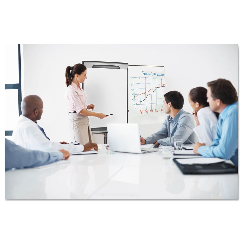 MasterVision Magnetic Steel Dry-Erase Mobile Presentation Easel, Black & Silver, 29.5" X 42"