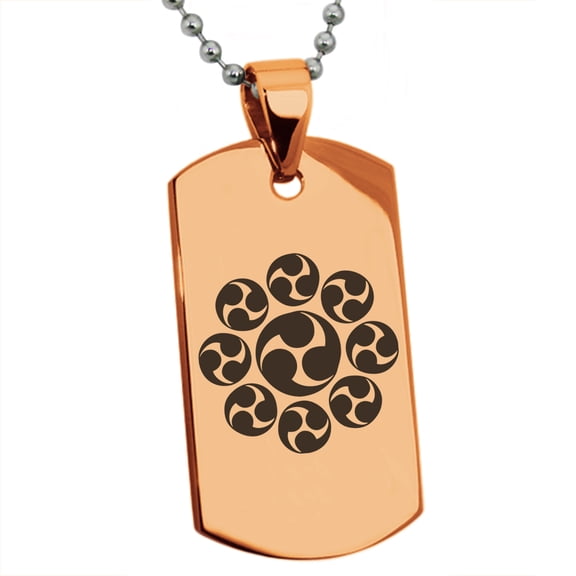 Stainless Steel Nagao Samurai Crest Engraved Dog Tag Pendant Necklace