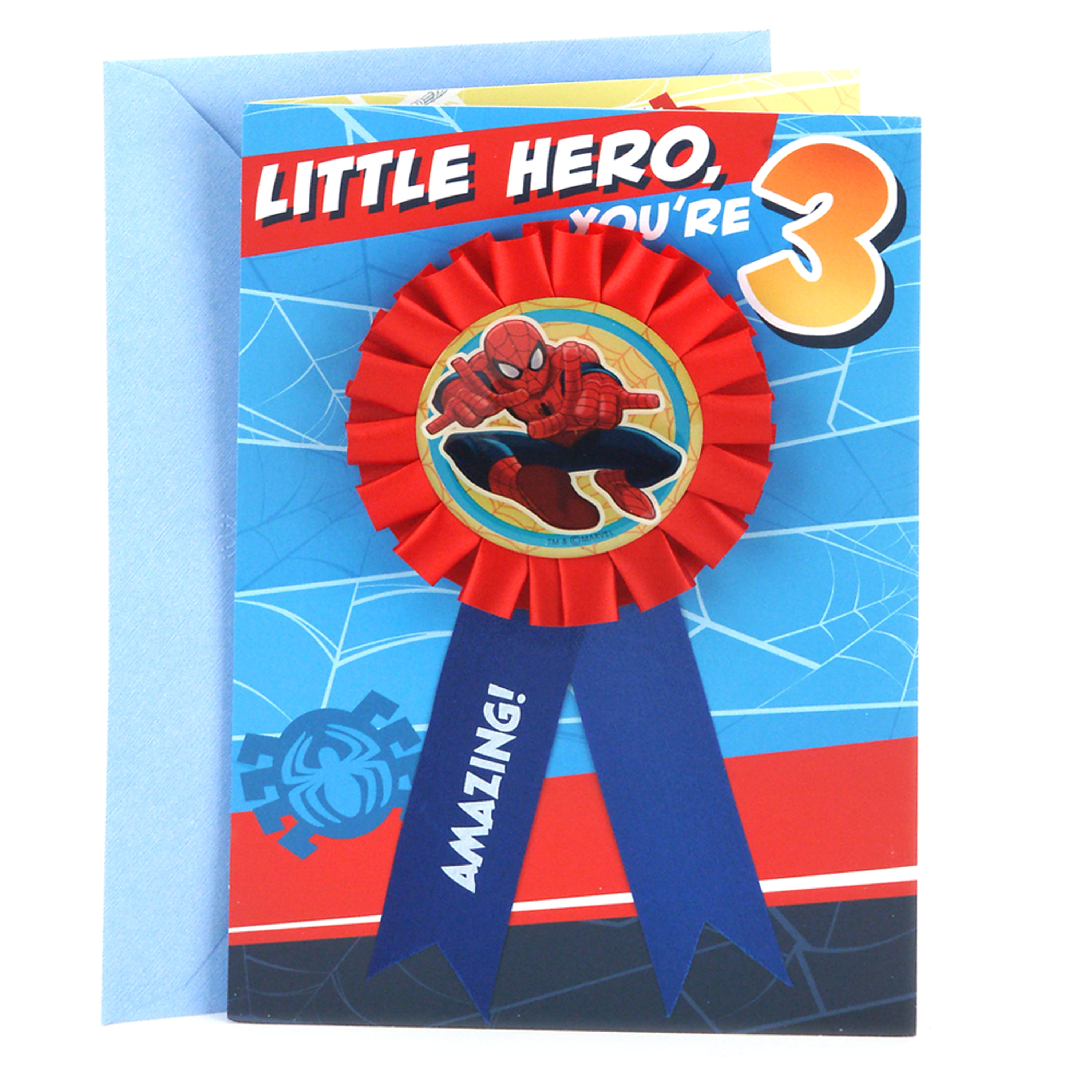 Hallmark 3rd Birthday Greeting Card For Boy Spider Man Badge