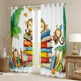 thumbnail image 2 of Cartoon Monkey Window Curtains Colorful Books Pattern Curtains for Bedroom Tropical Palm Tree Draperies for Living Room Kawaii Wild Animal Window Treatment Curtains Set of 2 Panels,52Wx84L, 2 of 6