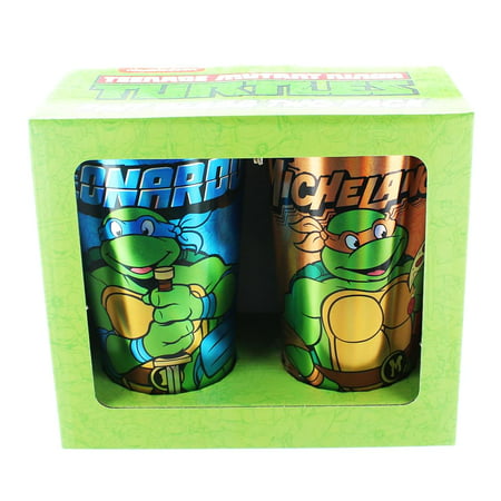 Teenage Mutant Ninja Turtles Leo & Mike Foil Print Pint Glass 2-Pack
