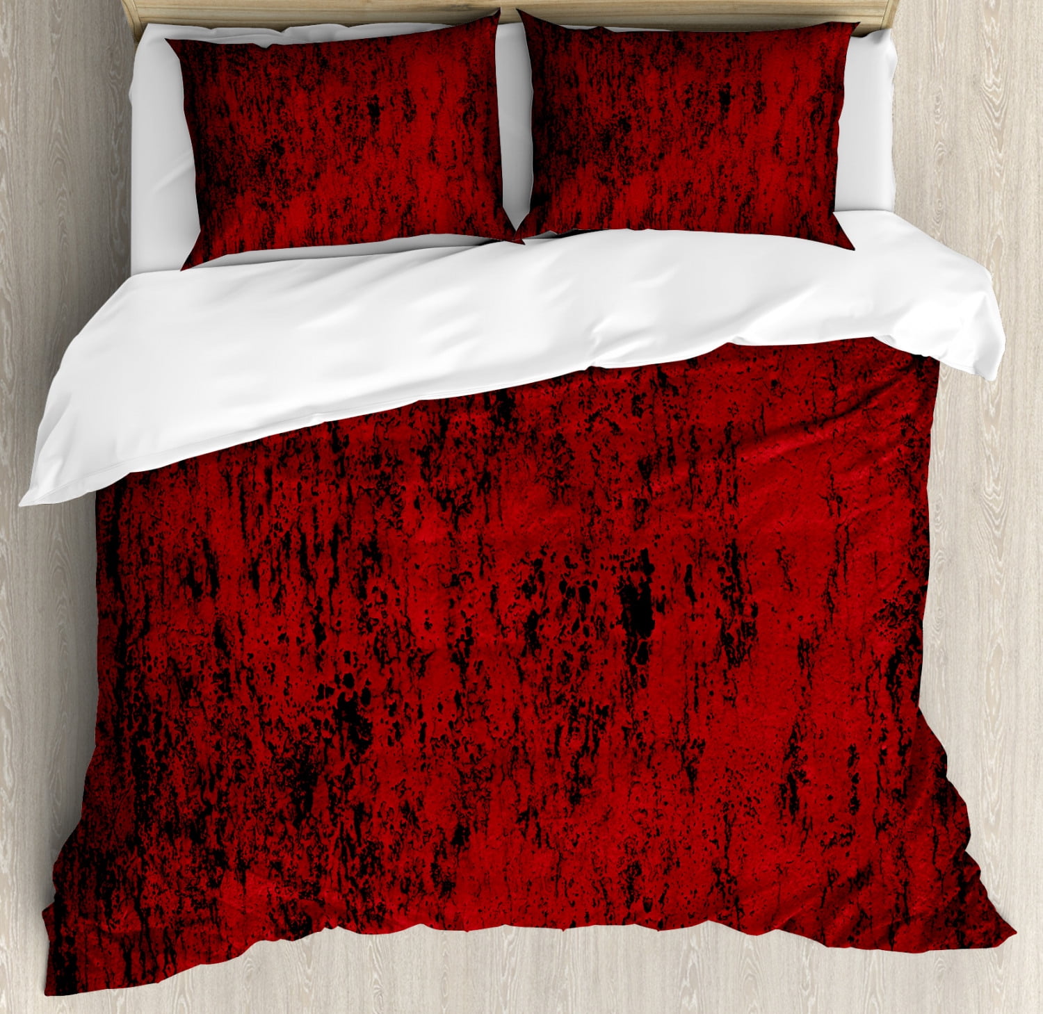 Red and Black Duvet Cover Set Queen Size, Artistic Abstract Pattern ...