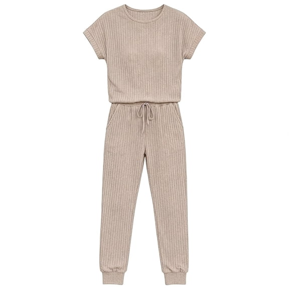 Guluxicc Jumpsuits for Women Dressy Summer Romper Ribbed Knit Casual Travel Outfits Trendy Vacation Beach Clothes