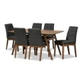 thumbnail image 2 of Baxton Studio Tara Mid-Century Modern Dark Grey Fabric Upholstered and Walnut Brown Finished Wood 7-Piece Dining Set, 2 of 7