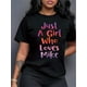 thumbnail image 1 of Just A Girl Who Loves Mike Print Crew Neck T-shirt, Four seasons casual short-sleeved round neck T-shirt, Women'S Clothing, 1 of 6