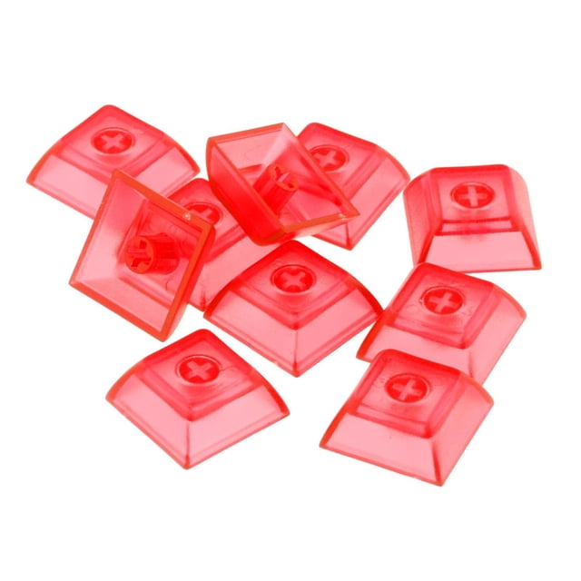 Esquirla 10 Pack DIY Transparent Keycaps Set Mechanical Keyboards PBT Gaming Keyboard Key Clear Red