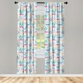 thumbnail image 3 of Ambesonne Fish Curtains, Retro Cartoon Style, Pair of 28"x95", Multicolor, 3 of 5