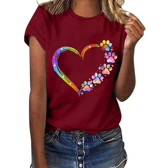 SMihono Womens Tops Summer Dressy Casual Women Casual Letter Printing Short Sleeves O-Neck Loose T-Shirt Blouse Tops Plus Size T-Shirt