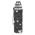 thumbnail image 2 of Shark Line Pattern Sport Water Bottle Tritan with Straw 1000ml Portable for Outdoor Daily Use, 2 of 7