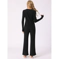 thumbnail image 4 of DARING DIVA Women's Ribbed Knit Soft Long Sleeve Pajama Sets S Black, 4 of 7