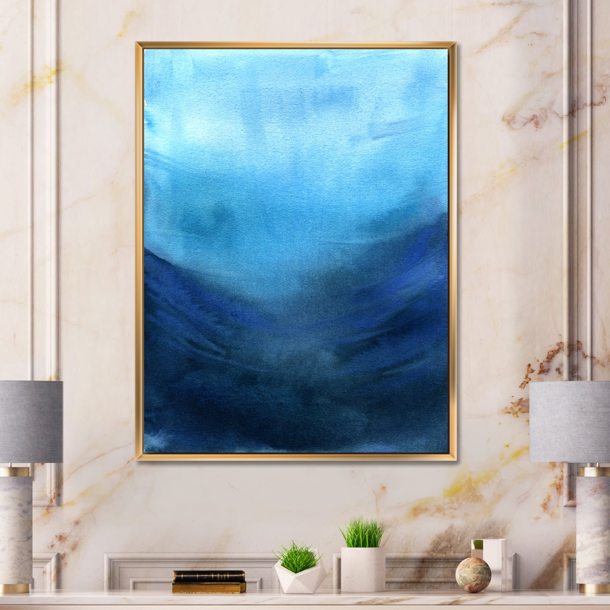 Designart 'Aquatic Underwater Compostion' Nautical & Coastal Framed Canvas Wall Art Print