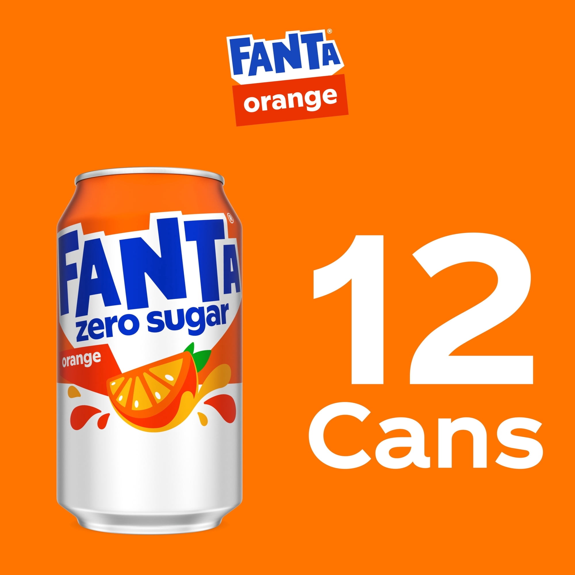 Fanta Zero Sugar Orange Soda Pop Fridge Pack Cans, 12 fl oz, 12 pack