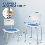 MaxKare Shower Chair for Bathtub with Removable Backrest and Padded Seat, 8 Adjustable Height, Sturdy Bath Bench for Seniors, Handicap, Disabled, Supports up to 300Lbs