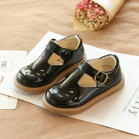 

Toyella British Style Children s Retro Leather Shoes Hollow And Breathable Girls Single Shoes Black 29