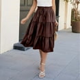 thumbnail image 2 of MIXUE Skirts For Women Summer Solid Color Elastic High Waist Drawstring A Line Elegant Casual Skirt Streetwear,Brown,XXXL, 2 of 4