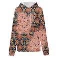 thumbnail image 4 of Women's Fall And Winter Printed Pullover Hooded Sweatshirt Long Sleeve Fashion Retro Floral Print Sweatshirt Drawstring Hoodie for Casual Outdoor Wear,Camel,L, 4 of 6