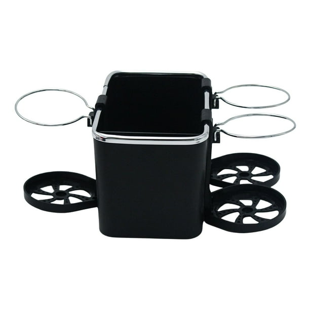 Caja de almacenamiento para reposabrazos de coche, portavasos, organizador de asiento, compatible con teléfonos móviles. Negro de tres tazas