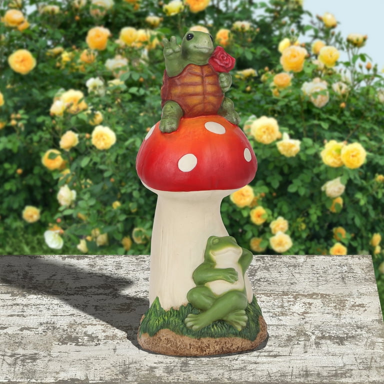 Mainstays Outdoor Garden Statuary Frog and Turtle Mushroom Decor