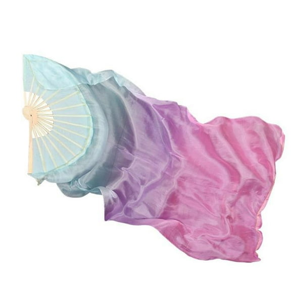 Belly Dance Silk Fan Veil Fan Faux Silk Dance Long Fans Gradient Color Long Fan Handmade Dyed Silk Belly Dance Fans Dance Props