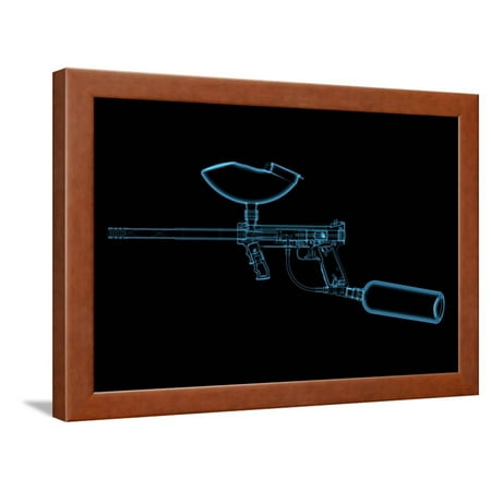 Paintball Gun (3D Xray Blue Transparent) Framed Print Wall Art By