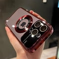 thumbnail image 2 of Magsafe For Large Window Logo Hole Case For iPhone 11 14 13 12 15 16 Pro Max 15 14 16 Plus Camera Protector Charging Cover Dark Purple For iphone 11, 2 of 6