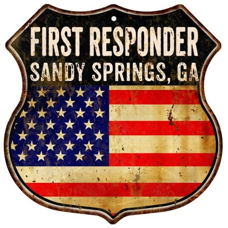 SANDY SPRINGS, GA First Responder USA 12x12 Metal Sign Fire Police