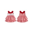 thumbnail image 2 of BemeyourBBs Toddler Baby Girls Birthday Dress Outfit 1 2 3 4 Years Birthday Clothes Sleeveless Doll Collar Embroidery Letters Plaid Gingham Dress Summer Princess Party Ruffle Dresses, 2 of 9