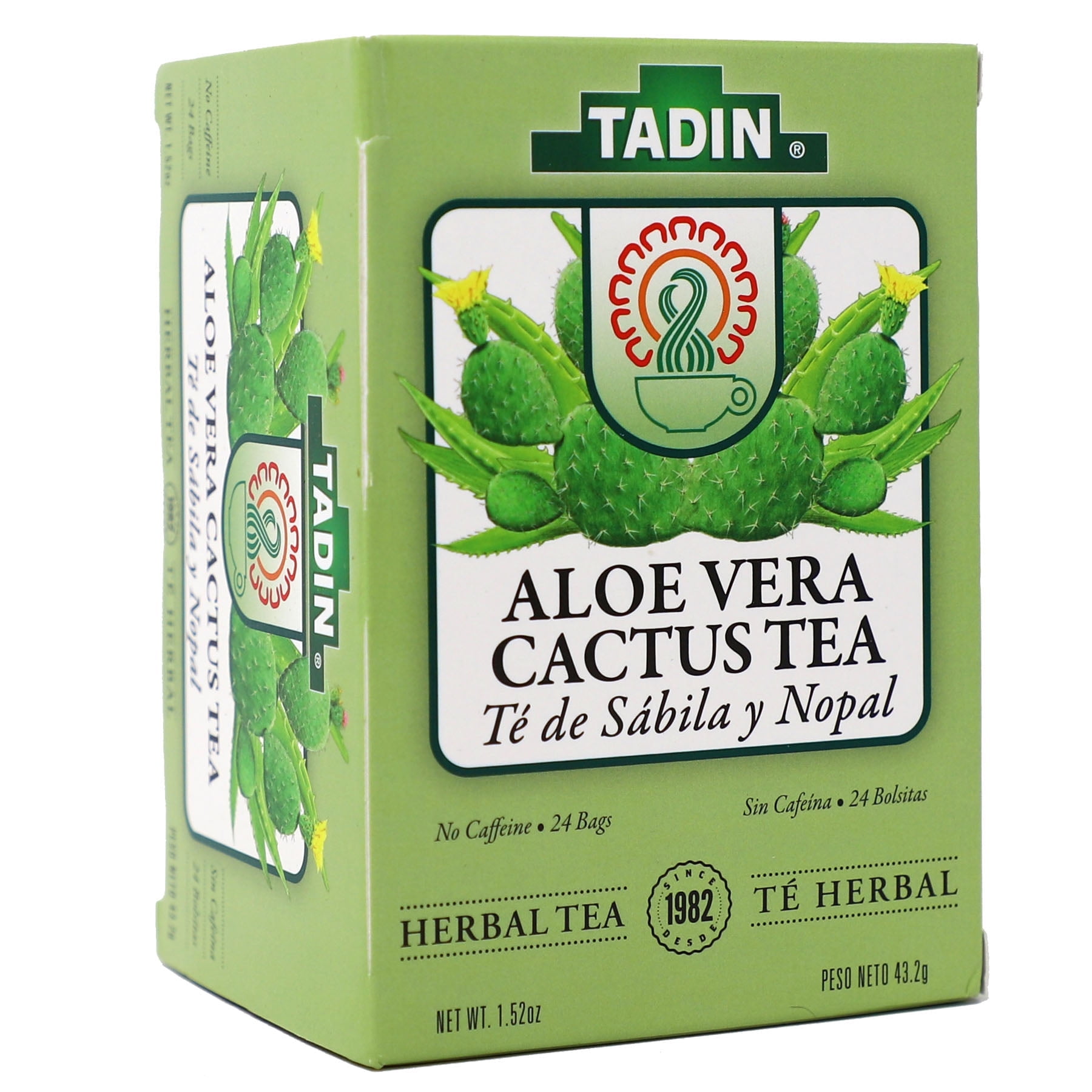 TADIN Tea Aloe Vera with Cactus Herbal Tea Bags, Caffeine-Free, 24 ct