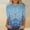 Blue, variant on Women's Tops Plus Size Fashion Printed Round Neck Three Quarter Sleeve Loose T-Shirt
