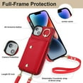 thumbnail image 2 of ShellTech for iPhone 14 Wallet Case with Cross Body Chain,Zipper Case Cover with Coin Pocket Lanyard,Red, 2 of 10