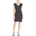 thumbnail image 1 of Vestido acampanado de encaje metálico para mujer de American Living, negro, 16, 1 of 2