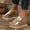 Gold, variant on Women's Open Toe Buckle Ankle Strap Flatform Wedge Casual Sandal Crisscross Band Sandal Stylish High Heel Dressy Beach Shoes Silver 9.5(43)