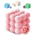 thumbnail image 2 of Vela cuadrada con burbujas perfumadas, velas perfumadas para decoración del hogar, decoración estética de la habitación, hermosa vela decorativa rosa grande como regalo - Rosa (pin, 2 of 5