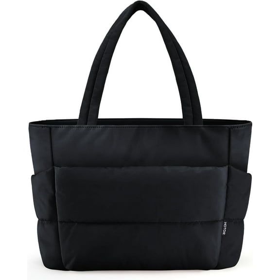 Puffer Tote Bag for Women, Nurses - Multi-Pocket Lightweight Bag for Work - Quilted Handbag for Travel and Gym