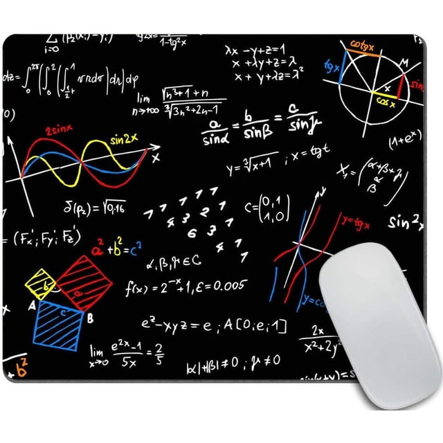 Math Print Mousepad Cute Desk Decor Black Mousepad Office Decor Ideal for Math Enthusiasts NonSlip Rubber Base Add a Fun Educational Touch to Your Desk