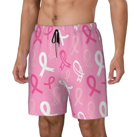 Gaeub Breast Cancer Awareness (3) Print Mens Swim Trunks with Compression Liner Board Shorts Quick Dry Beach Swimwear with Pockets-Medium