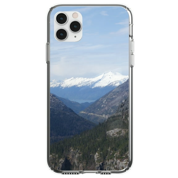 DistinctInk Clear Shockproof Hybrid Case for iPhone 12 MINI (5.4" Screen) - TPU Bumper, Acrylic Back, Tempered Glass Screen Protector - Skagway Alaska Mountains