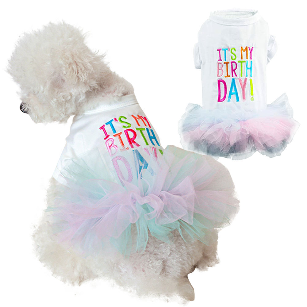 WIBACKER Puppy Birthday Tutu Dress Pet Small Dog Lace Skirt Princess