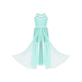thumbnail image 6 of Yeahdor Kids Girls Floral Lace Shiny Rhinestone Maxi Romper Dress Wedding Birthday Party Ball Gown, 6 of 7